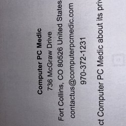 Computer PC Medic - This is his card.  Really has been helpful to me
