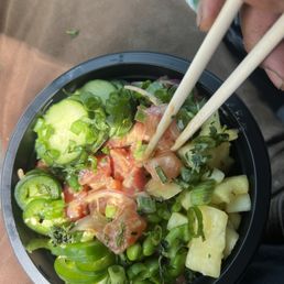 2 scoops of ahi and one scoop of salmon 2 scoops of ahi and one scoop of salmon