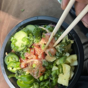 Fishology Poke Bar - 2 scoops of ahi and one scoop of salmon - Poke Near Me - Folsom, California Fishology Poke Bar - 2 scoops of ahi and one scoop of salmon - Poke Near Me - Folsom, California