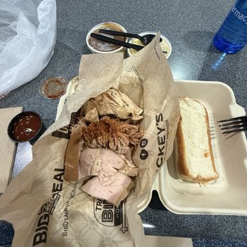 Dickey's Barbecue Pit - 3 Meat Plate with 2 Sides - Barbeque Near Me - DFW  Airport, Texas