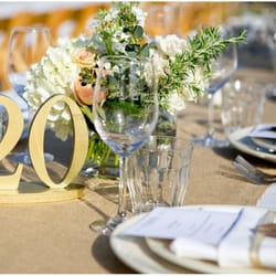 Your Event By Erin - Burlap runners, gold table numbers, and beautiful flower centerpieces that matched the bridal party flowers.