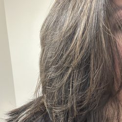 Creative Hair II - Partial Highlights on Jet Black hair with gray coverage.