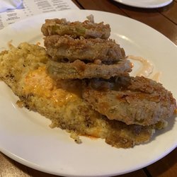 SoCo Grille - Fried green tomatoes with cheese grits