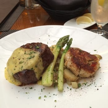 M Bistro - Filet dinner with jumbo asparagus and lyonnaise potatoes. I did add a crabcake to the meal. Delicious!! - New American Near Me - New Orleans, Louisiana M Bistro - Filet dinner with jumbo asparagus and lyonnaise potatoes. I did add a crabcake to the meal. Delicious!! - New American Near Me - New Orleans, Louisiana