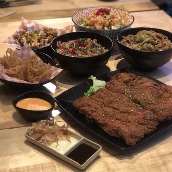Donburi - Giant katsu, tuna tataki don spicy salmon don (special) gyuu don, karaage - Japanese Near Me - Markham, Ontario
