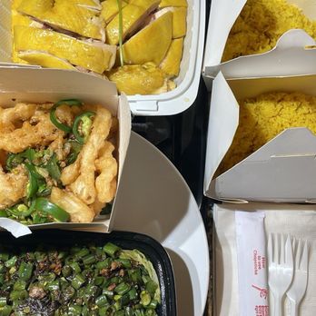 Baby Cafe - Whole chicken, salt pepper squid, minced string beans with beef - Desserts Near Me - Boston, Massachusetts