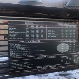 the menu for the restaurant