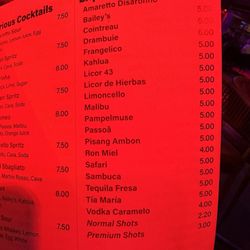 Junior - Liqueurs menu
