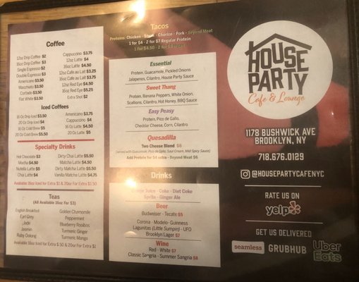 Menu photo 1 House Party Cafe & Lounge Brooklyn, NY