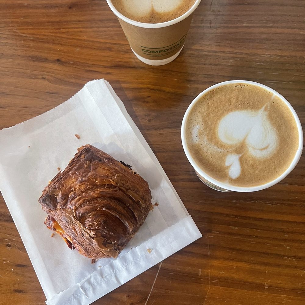 Cappuccino and Rye/Ham Croissant