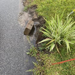 Navarre Station Post Office - The mail person is constantly running over my grass/plants/pavers...we placed items to stop the build up of water.