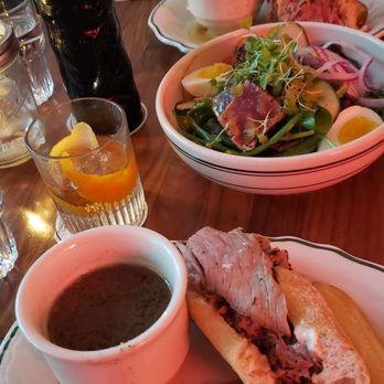 Maison Pickle - We split one French dip and a seated tuna nicoise salad, more than enough food! - Cocktail Bars Near Me - New York, New York