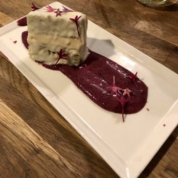 R Kitchen - Zucchini cake with berry compote - New American Near Me - Charleston, South Carolina R Kitchen - Zucchini cake with berry compote - New American Near Me - Charleston, South Carolina