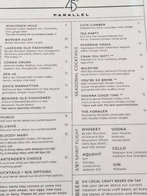 Menu photo 5 45th Parallel Distillery New Richmond, WI