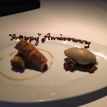 Kyma - Anniversary dessert of baklava and pistachio ice cream - Greek Near Me - Atlanta, Georgia