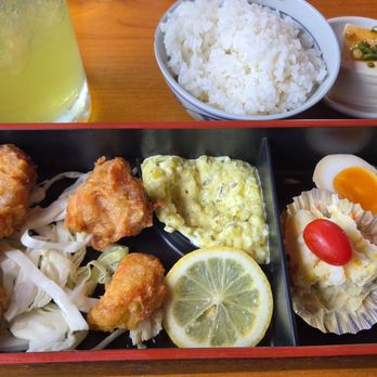 Carp Dori - Nanban chicken lunch special set (missing miso soup) with green apple chu hi - Izakaya Near Me - Honolulu, Hawaii