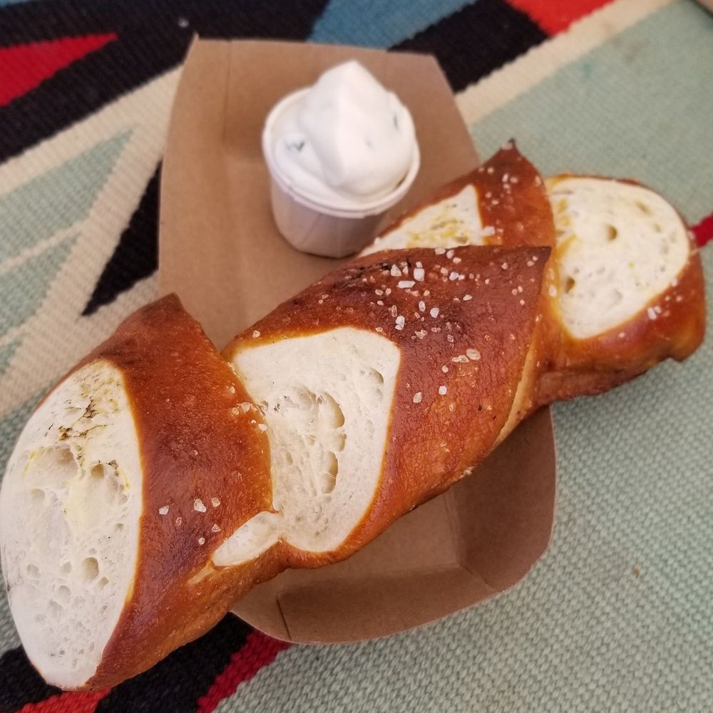 Desert Bread - Epi Pretzel with obatzda (Camembert, goat cheese, cream cheese, chives) - Bakeries Near Me - Las Vegas, Nevada Desert Bread - Epi Pretzel with obatzda (Camembert, goat cheese, cream cheese, chives) - Bakeries Near Me - Las Vegas, Nevada