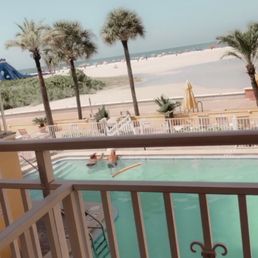 Pretty balcony view of pool and beach Pretty balcony view of pool and beach