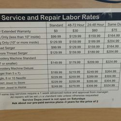 Longview Sewing  - Sewing machine repair rates