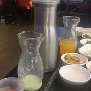 Mr BBQ - What was left of the melon popsicle drink and the mango drink - Korean Near Me - Fullerton, California
