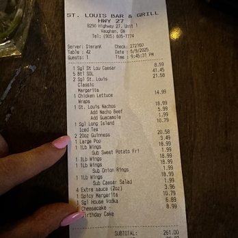 St. Louis Bar & Grill - Bill - Sports Bars Near Me - Woodbridge, Ontario