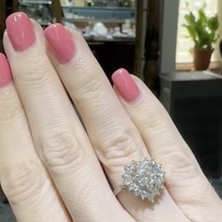 Catch feelings? Get heart jewelry Wright here! Heart cluster diamond ring plus more!