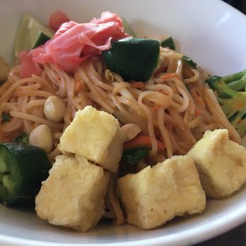 Blind Faith Cafe - Thai Peanut Noodles. Sauce is spicy, creamy. - Vegetarian Near Me - Evanston, Illinois Blind Faith Cafe - Thai Peanut Noodles. Sauce is spicy, creamy. - Vegetarian Near Me - Evanston, Illinois