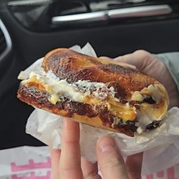 Bacon egg cheese with plain cream cheese Bacon egg cheese with plain cream cheese