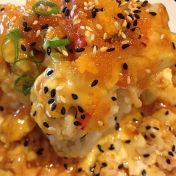 Bangkok Square - Special volcano roll is my favorite with crab and spicy sauce on top. - Thai Near Me - Gainesville, Florida
