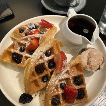 il Modo - Malted waffles with Nutella butter and coffee/mocha flavored syrup! - Italian Near Me - Fort Worth, Texas il Modo - Malted waffles with Nutella butter and coffee/mocha flavored syrup! - Italian Near Me - Fort Worth, Texas