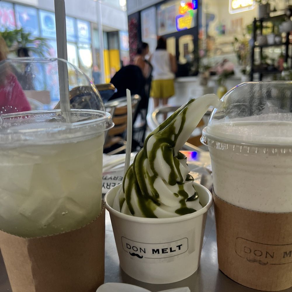 Don Melt - Vanilla ice cream with matcha syrup, plus horchata smoothie and lemonade - Coffee & Tea Near Me - Buena Park, California