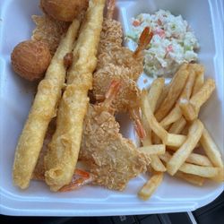 Captain D's - 8 Piece Crispy Crunchy Shrimp & 2 Piece Fish (batter dipped filets) Meal with hushpuppies, fires, and coleslaw