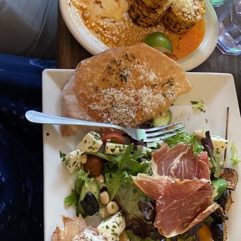 Cafe Pasqual's - Mexican Street Corn and Sheet Music Salad - Vegetarian Near Me - Santa Fe, New Mexico