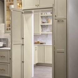 Western States Cabinets - Diamond cabinets pantry walkthrough open. Style: Montgomery. Material: Maple. Paint Color: Egret