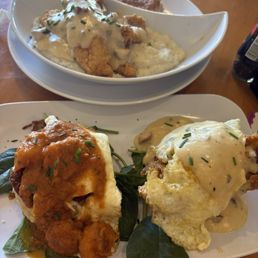 Fish and Grits and The peace make Bennie Chicken St Charles and Shrimp Bennie .