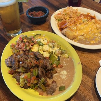 Teresa's Mosaic Cafe - Bistec steak with calabacitas. Chile relleno with enchilada. - Mexican Near Me - Tucson, Arizona
