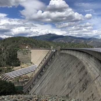 Shasta Dam - Electricity generation side view for dam top - Landmarks & Historical Buildings Near Me - Shasta Lake, California Shasta Dam - Electricity generation side view for dam top - Landmarks & Historical Buildings Near Me - Shasta Lake, California
