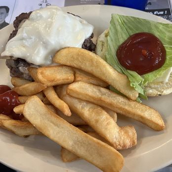 George's Family Restaurant - Inside Out Mushroom Swiss Burger* - American Near Me - Dayton, Ohio George's Family Restaurant - Inside Out Mushroom Swiss Burger* - American Near Me - Dayton, Ohio