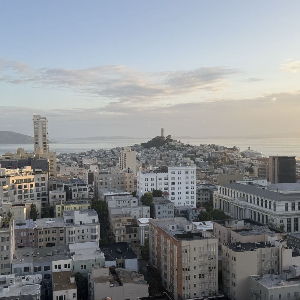 View from my room. Coit Tower, Bay. Even a bit of Alcatraz. View from my room. Coit Tower, Bay. Even a bit of Alcatraz.