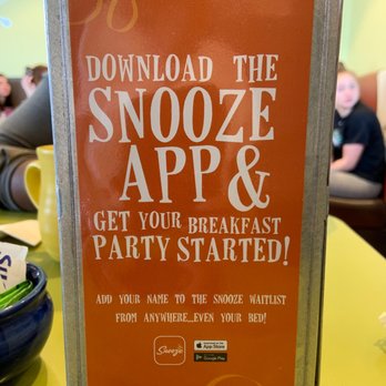 Snooze, an A.M. Eatery - Please take advantage of this app, waiting time can be up to 1-1 1/2 hour - Breakfast & Brunch Near Me - Westminster, Colorado Snooze, an A.M. Eatery - Please take advantage of this app, waiting time can be up to 1-1 1/2 hour - Breakfast & Brunch Near Me - Westminster, Colorado