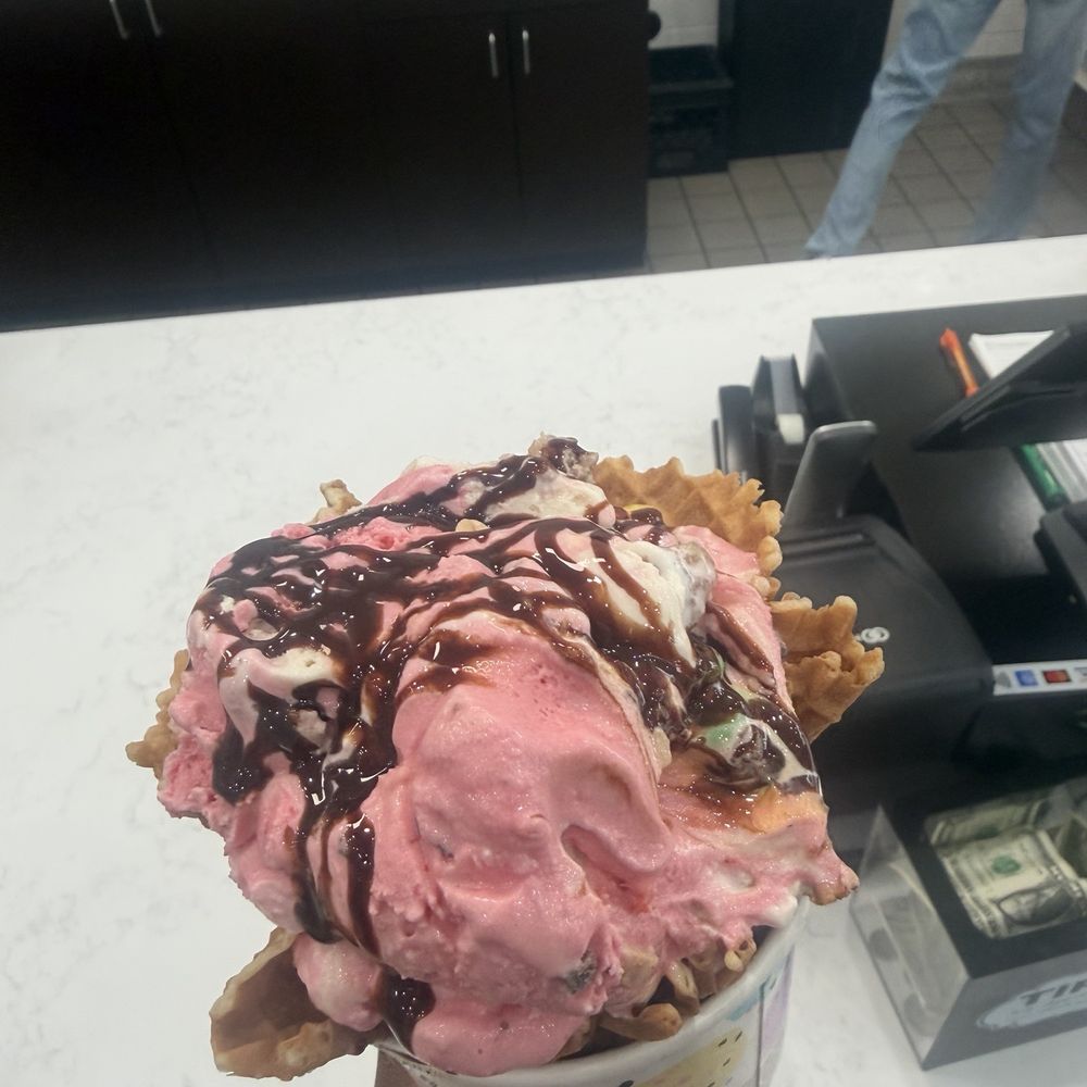 Marble Slab Creamery - Amaretto and strawberry with Heath, M&Ms, cookie dough, and fudge!! - Ice Cream & Frozen Yogurt Near Me - New Caney, Texas Marble Slab Creamery - Amaretto and strawberry with Heath, M&Ms, cookie dough, and fudge!! - Ice Cream & Frozen Yogurt Near Me - New Caney, Texas
