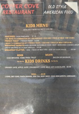 Menu photo 6 Copper Cove Restaurant Copperopolis, CA