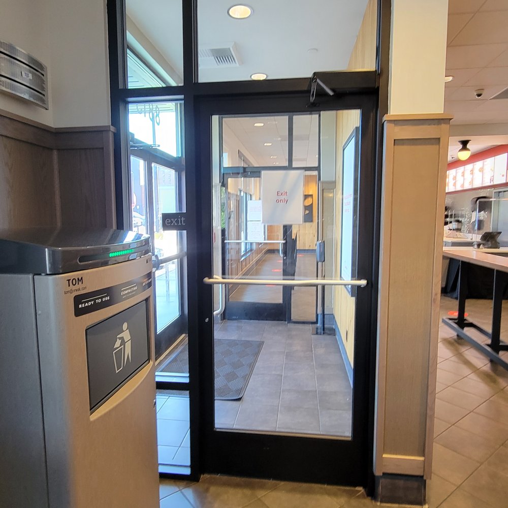 Chick-fil-A - Exit door. Hand sanitizer is on a stand in the airlock. - Fast Food Near Me - Clinton, Maryland Chick-fil-A - Exit door. Hand sanitizer is on a stand in the airlock. - Fast Food Near Me - Clinton, Maryland