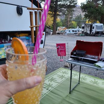 Golden Pine Rv Park - Evening adult beverage view, toward Gull Lake. - RV Parks Near Me - June Lake, California