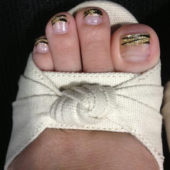 Beatrice Salon - Gold french tips with stripes by Nancy - Skin Care Near Me - Campbell, California Beatrice Salon - Gold french tips with stripes by Nancy - Skin Care Near Me - Campbell, California