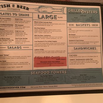 Fish N Beer - Menu Sept 2019 - Seafood Near Me - Denver, Colorado
