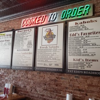 Fat Edd's Roadhouse - menu board - New American Near Me - Metropolis, Illinois