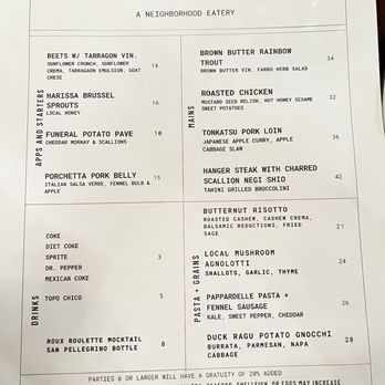Roux SLC - Menu - Italian Near Me - Salt Lake City, Utah