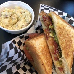 Pinky's Grilled Cheestro - Ultimate Grilled Cheese with their loaded potato salad
