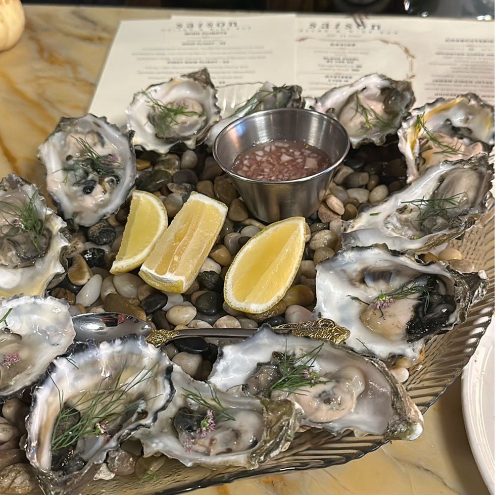 Saison - Oysters (several bits of shell) - Wine Bars Near Me - San Francisco, California Saison - Oysters (several bits of shell) - Wine Bars Near Me - San Francisco, California